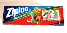 Grinch Ziploc Holiday Bags 6 Fun Grinch Designs Sandwich Size VTG picture
