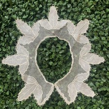 Vintage White Net Lace Autumn Fall Leaves Pattern Collar picture