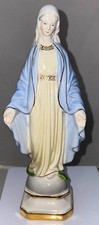 Mid-century Italian Ceramic Our Lady of Grace Figurine Statue Blue & White  picture