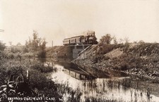 Railroad Crossing the Cass, Caro MI Michigan 1917 RPPC Photo Postcard COPY picture