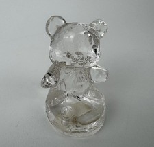 Vintage Biedermann Teddy Bear Glass Figurine Mini Taper Candle Holder picture
