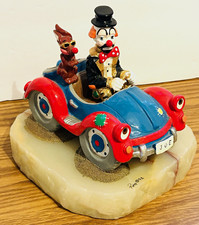 Ron Lee Signed Sculptured Clown in Car on Onyx Base Limited Edition Hand Painted picture