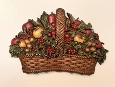 Homeco Fruit Basket 15” Wall Plaque Vintage Lightweight 1978 MCM USA Cottagecore picture