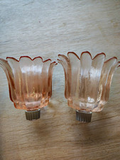 Vintage Dalzell-Viking Tulip Pink Votive Candle Holders American Glassware Rare picture