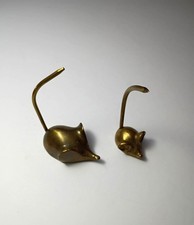 vintage mid-century solid brass mouse figurines.  Made in Hong Kong picture