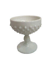 Fenton Sherbet Dish Milk Glass Trinket Hobnail 4 1/8” Tall picture