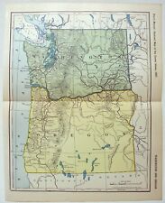 Washington & Oregon - Original 1907 Railroad Map. Antique picture