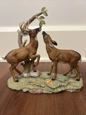 1999 HOMCO Home Interiors Deer PEACEFUL HOLLOW Figurine Hunting Lodge Cabin picture
