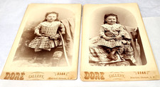 Antique 1880s Photo Pair Child Plaid Kilt Cobbs Dore Gallery San Francisco CA picture
