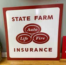 State Farm Insurance Auto Life Fire Red & White Original Advertising Sign picture