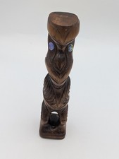 Vintage Maori Timber -kauri Wood Tiki Statue Paua Shell Eyes New Zealand 8