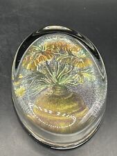 Glass Enesco Floral Paperweight - Made In England Vintage picture