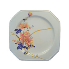 Vintage Mikasa Majestic Orange Purple Chrysanthemum Flowers Square Dinner Plate picture