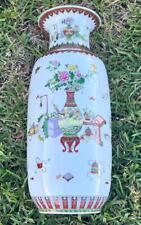Large Asian Porcelain Pottery Enamel Painted Urn Vase Chinese Art 2+ Foot Tall picture