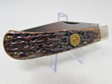 NOS USA CamilluS ClassiC CartridgE CCC-6 44 Rem Mag Knife Uncarried Jigged Bone picture