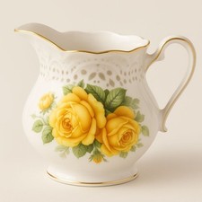 Altenburg China Creamer Yellow Roses Germany Vintage Small Pitcher 3.25 in picture