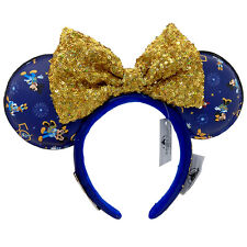 Sequins Bow Minnie Ears Mickey Mouse Disney- Parks Ears Blue Gold Headband Ears picture