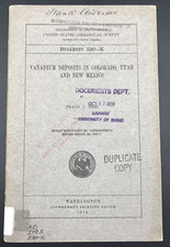 Antique 1914 USGS Bulletin 530-K Vanadium Deposits in Colorado Utah & New Mexico picture