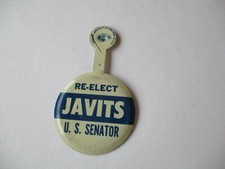 Jacob Javits New York Senator Campaign Pin Back Button Local Senate Tab Re Elect picture