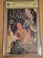 Game of Thrones #2 (2011) CBCS 9.8 SS Signed George RR Martin & Alex Ross picture
