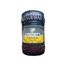 Vintage Cohiba Esplendidos Embossed Leather Cigar Jar Humidor Canister 9.25 Tall picture