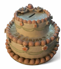 Juicy Couture Ceramic Wedding Tiered Cake Piggy Coin Bank 
