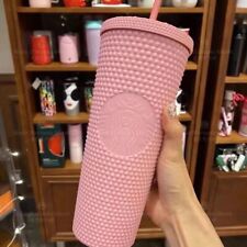 NEW Starbucks Cute Pink Matte Diamond Studded Tumbler Cold Cups 24oz/710ml Gifts picture