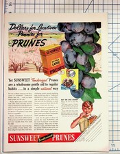 Vintage SUNSWEET Tenderized Prunes Magazine Ad 1930s Food Advertising Coupon picture