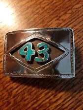 CUSTOM RICHARD PETTY SILVER/TURQUOISE  BELT BUCKLE 1970s.  SIGNED.  EXCELLENT picture