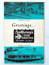 Anthony's Fish Grotto Menu Vintage 1960 Seafood California San Diego La Jolla CA picture