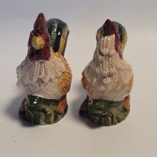 Vintage Jay Imports Rooster Ceramic Salt & Pepper Shakers picture
