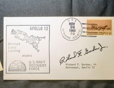 Apollo 12 Recovery Cover USS Hawkins NOV 24 1969 Dick Gordon Autopen Facsimile picture