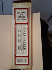Vintage LeRoy FARMERS CO-OP LUMBER CO.  LeRoy - Minnesota Thermometer picture