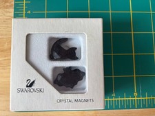 Swarovski Crystal Halloween Black Cat & Bat Magnets Set Of Two HTF picture