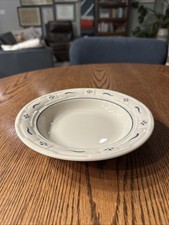 Longaberger Pottery USA Woven Traditions Beige Blue 8