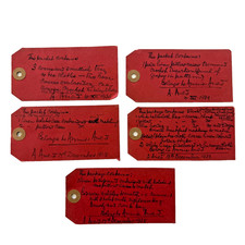 Lot of 5 Antique 1938 Annie Auej Handwritten Luggage Tags Household Linens picture