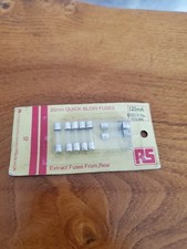 Vintage RS Components 20mm  125mA Quick Blow Fuses Original Pack 7 Off 413-046 picture