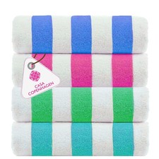 Casa Copenhagen Cabana 4Pcs Beach Towel, Turquoise, Royal Blue, Pink, Green picture