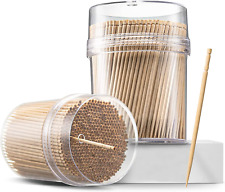 2000Ct Wooden Toothpicks + Reusable Toothpick Holder Container, Light Wood  picture