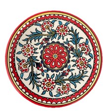 NEW tag  signed Palestine West Bank Ceramic Plate floral design Hand Painted 8” picture