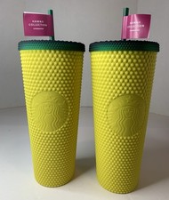 2 Ct. Starbucks HAWAII COLLECTION Pineapple Studded 24oz Tumblers w/Lids/Straws picture