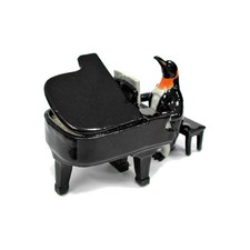 Northern Rose Black - Penguin with Grand Piano - Miniature Porcelain Figurine picture