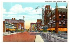 Waterloo IA Iowa East Fourth Street 1944 Vintage Linen Postcard-L2-372 picture