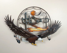 Bald Eagle Southwestern Rustic Metal 3D Wall Hanging Sculpture Home Decor picture
