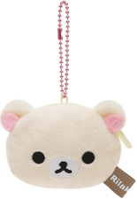 JAPAN SanX Rilakkuma Khaki Bear Bag Key Coin Furry Mascot Bag Clip Pouch Purse picture
