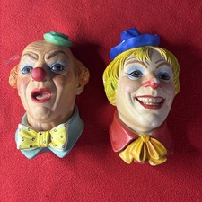 Vintage Chalkware Plaster Circus Clowns Wall Hanging  6