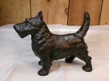 Vintage 1990's Large Black Cast Iron Scottish Terrier Dog Door Stop Heavy 9 lbs picture