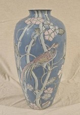 Vintage WBI Mid 20th Century Enamel Porcelain Hand Painted Chinese  Vase picture
