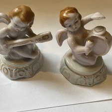 Two VTG Occupied Japan Angel Drummer And Guitarist Musicians. EUC 2.5” T picture