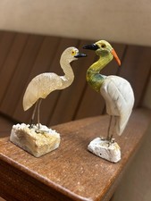 Real Gemstone Handmade Cranes Bird Sculpture Natural Crystal Hand-Carving Set-2 picture